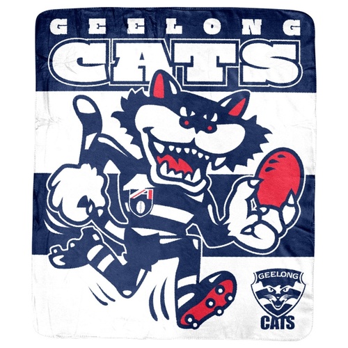 Geelong Cats Mascot Coral Fleece Throw Rug