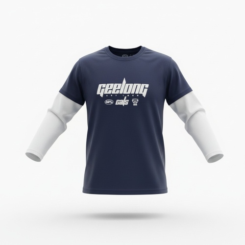 Geelong Cats Kids Graphic Long Sleeve Tee