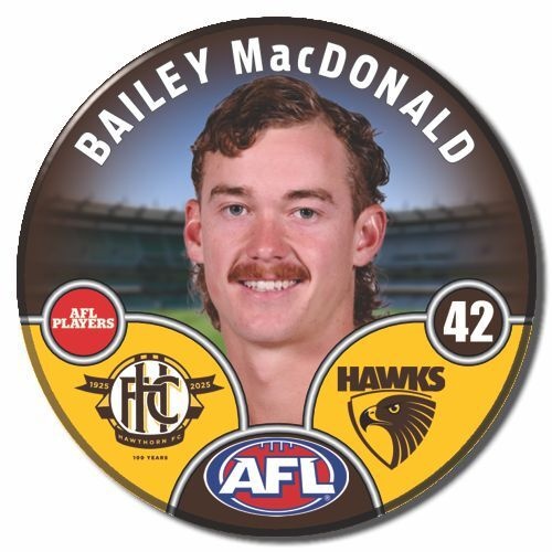 Hawthorn Hawks 2025 Player Pin Badge - MACDONALD, B