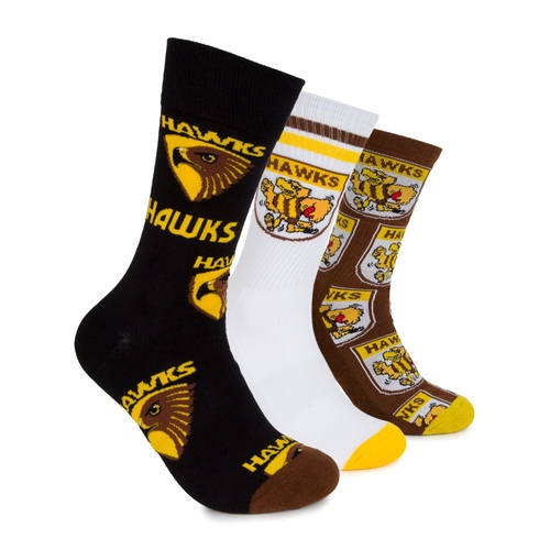 Hawthorn Hawks 3 Pack Socks Gift Box