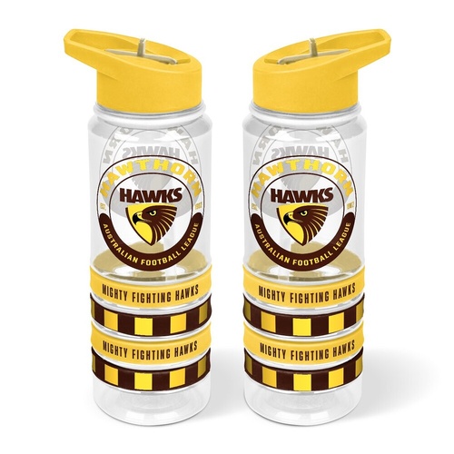 Hawthorn Hawks Tritan Sports Bottle with Wrist Bands