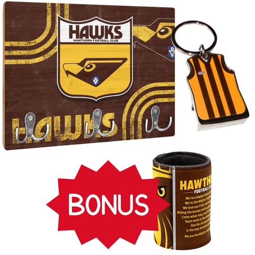 Hawthorn Hawks Key Rack & Key Ring Bundle