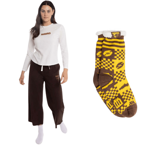Hawthorn Hawks Womens PJs & Bed Sock Set