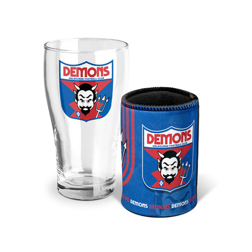Melbourne Demons Pint Glass and Can Cooler Gift Pack