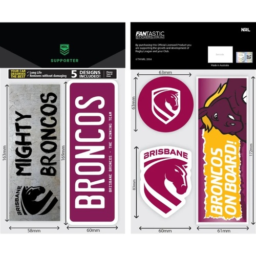 Brisbane Broncos Bumper Decal Sheet