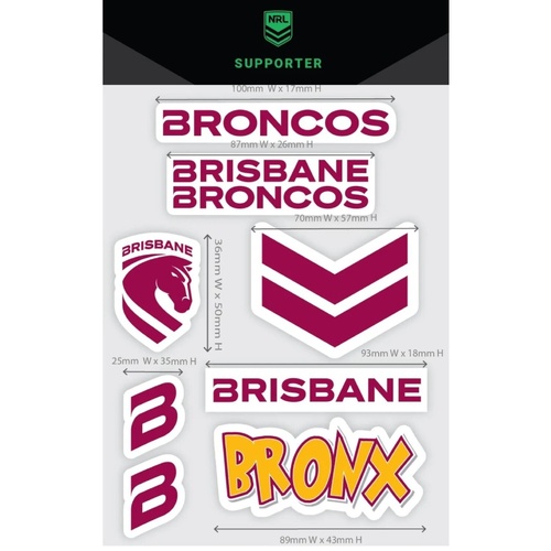 Brisbane Broncos Wordmark Decals Sheet