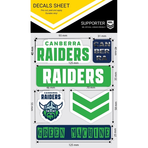 Canberra Raiders Wordmark Decals Sheet