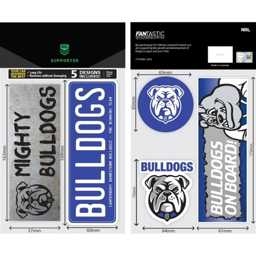 Canterbury Bulldogs Bumper Decal Sheet