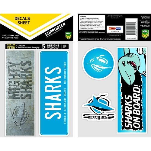Cronulla Sharks Bumper Decal Sheet
