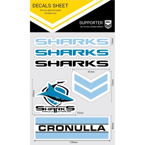 Cronulla Sharks Wordmark Decals Sheet