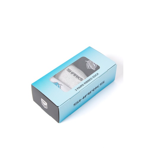 Cronulla Sharks Adults 3 Pack Boxed Socks
