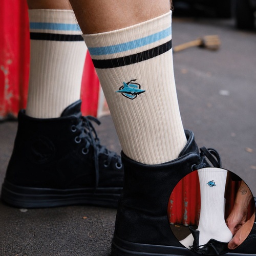 Cronulla Sharks Sneaker Socks 2 Pack Gift Box