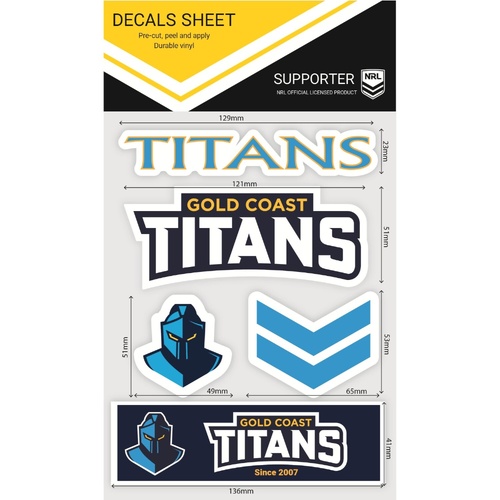 Gold Coast Titans Wordmark Decals Sheet