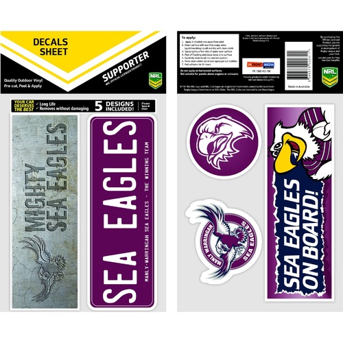 Manly Sea Eagles Bumper Decal Sheet