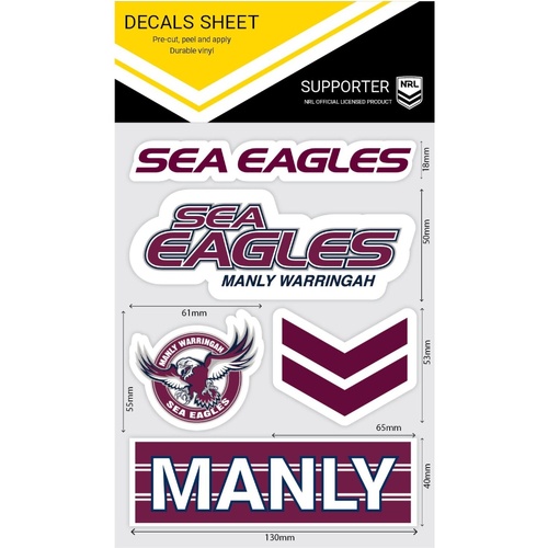 Manly Sea Eagles Wordmark Decals Sheet