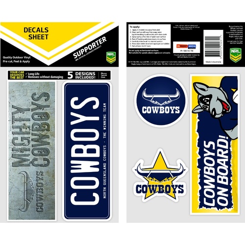 North Queensland Cowboys Bumper Decal Sheet