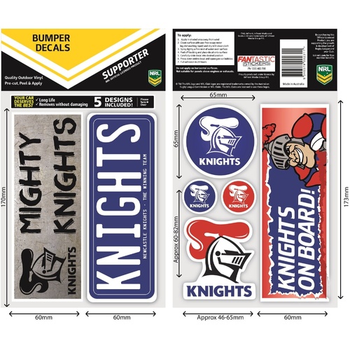 Newcastle Knights Bumper Decal Sheet