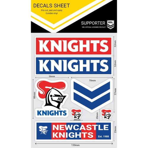 Newcastle Knights Wordmark Decals Sheet