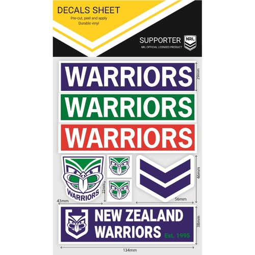 New Zealand Warriors Wordmark Decals Sheet