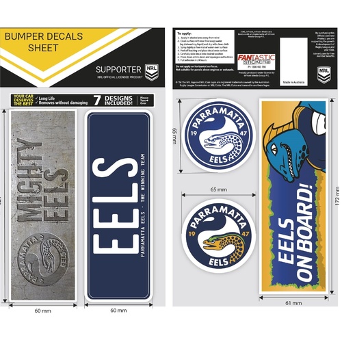 Parramatta Eels Bumper Decal Sheet
