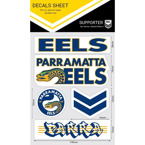 Parramatta Eels Wordmark Decals Sheet