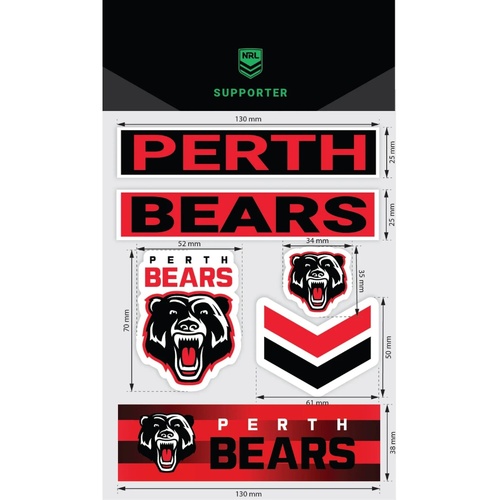 Perth Bears Wordmark Decals Sheet