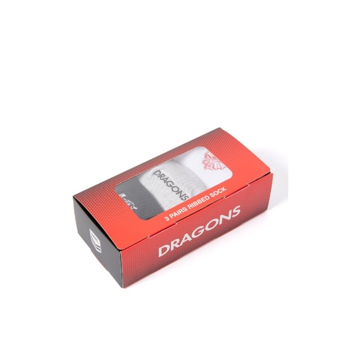 St George Illawarra Dragons Adults 3 Pack Boxed Socks