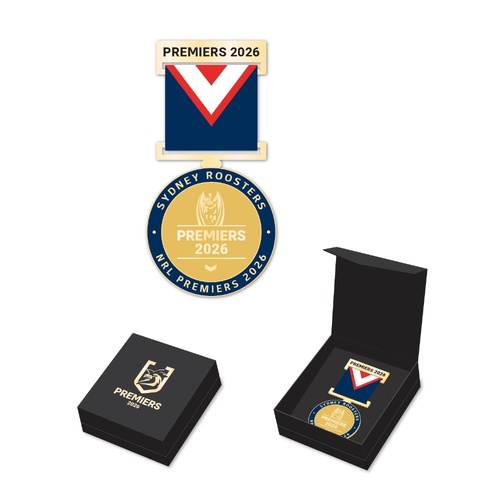 Sydney Roosters 2026 Premiers Boxed Medal Badge with Ribbon