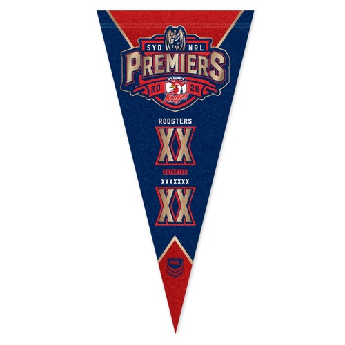 Sydney Roosters 2026 Premiers Score Felt Pennant