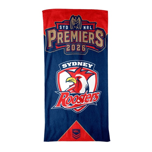 Sydney Roosters 2026 Premiers Logo Beach Towel