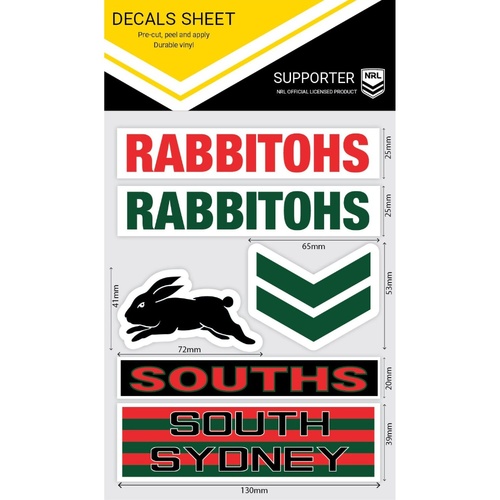South Sydney Rabbitohs Wordmark Decals Sheet