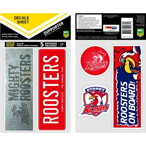 Sydney Roosters Bumper Decal Sheet