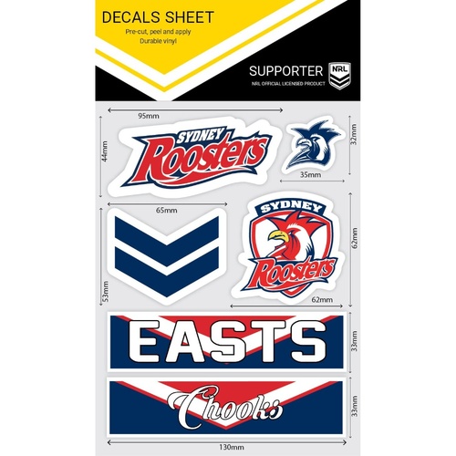 Sydney Roosters Wordmark Decals Sheet