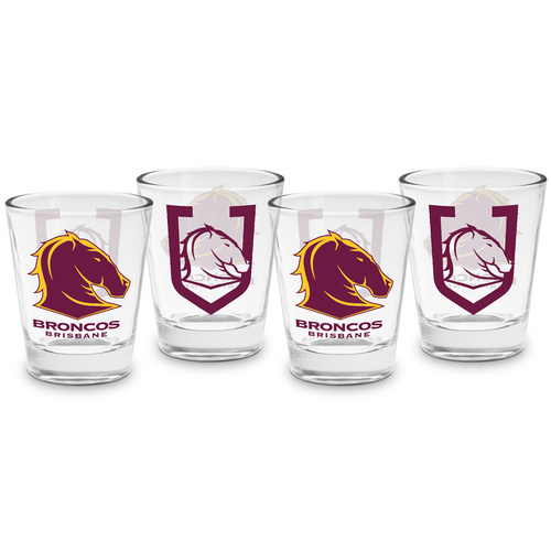 Brisbane Broncos NRL 4 Pack Shot Glass