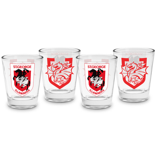St George Illawarra Dragons NRL 4 Pack Shot Glass
