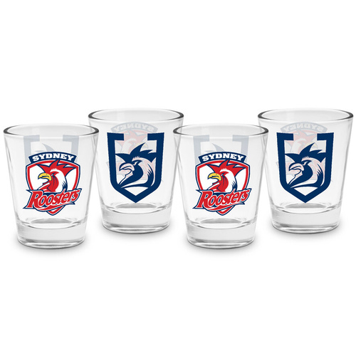Sydney Roosters NRL 4 Pack Shot Glass