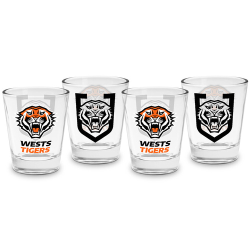 Wests Tigers NRL 4 Pack Shot Glass