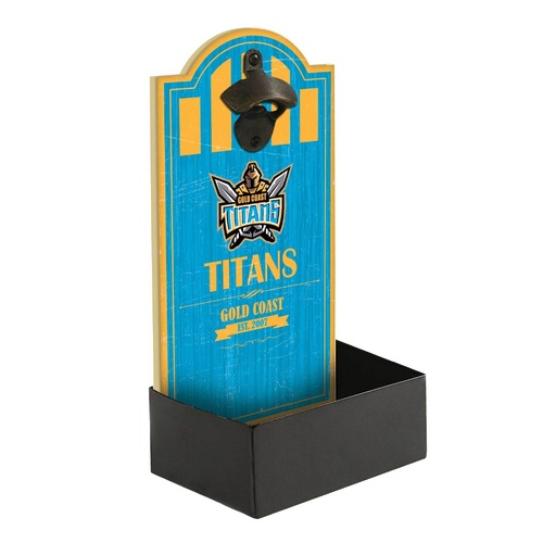 Gold Coast Titans NRL Bottle Opener with Catcher