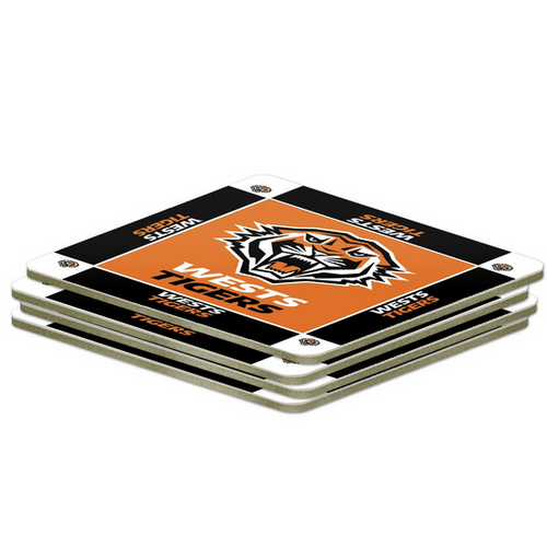 Wests Tigers Official NRL 4 Pack of Coasters