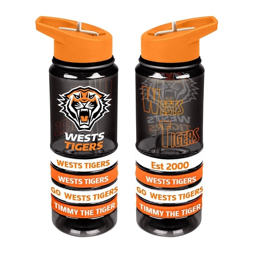 Wests Tigers Tritan Drinks Bottle With Bands