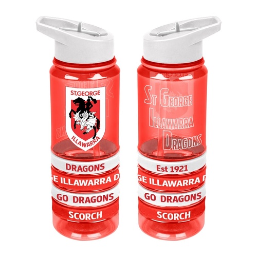 St George Illawarra Dragons Tritan Drinks Bottle With 4 Bands