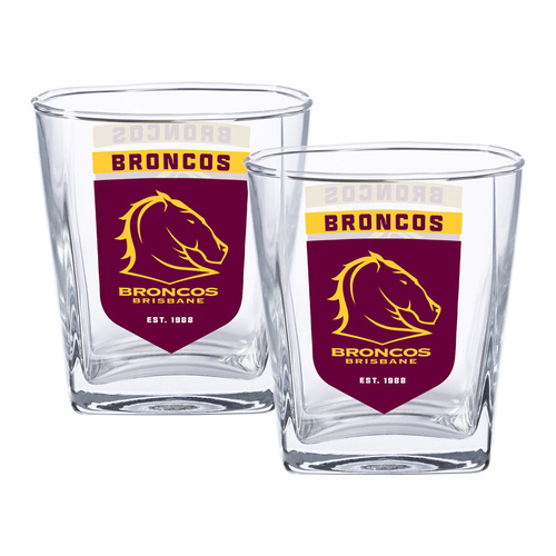Brisbane Broncos NRL 2 Pack Spirit Glasses