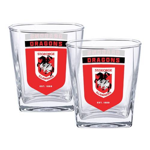 St George Illawarra Dragons NRL 2 Pack Spirit Glasses
