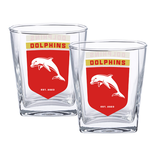 Dolphins NRL 2 Pack Spirit Glasses