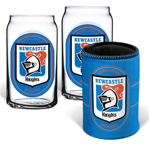 Newcastle Knights NRL Can Glasses & Can Cooler