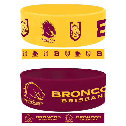 Brisbane Broncos Set of 2 Wrist Bands