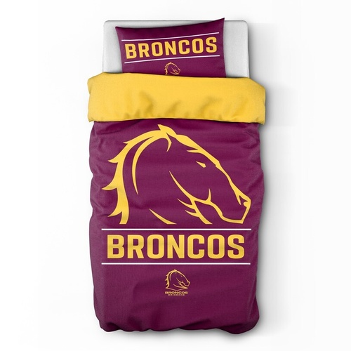 Brisbane Broncos Official NRL Single Quilt Cover Set
