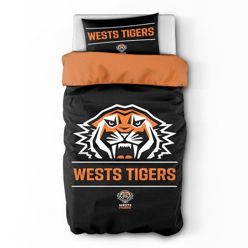 Wests Tigers Official NRL Single Quilt Cover Set