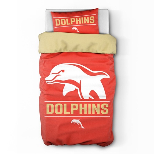 Dolphins Official NRL Single Quilt Cover Set