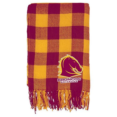 Brisbane Broncos Throw Blanket : Tartan Polar Fleece
